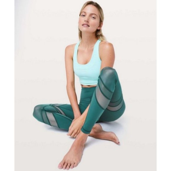 Lululemon Seek The Heat Tight Green Jasper Size 4 Mesh - Picture 1 of 10